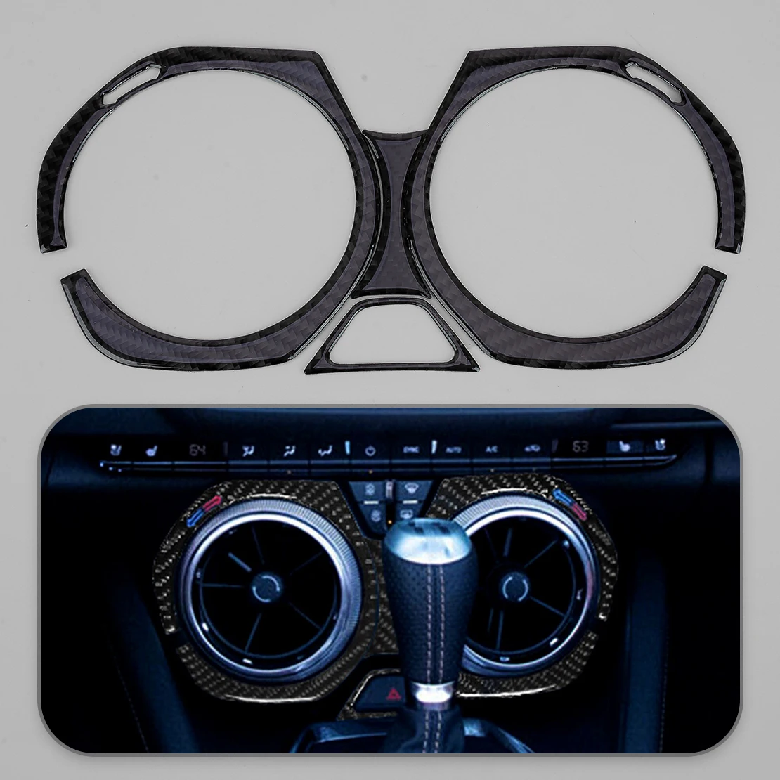 

Внутренняя отделка салона автомобиля, решетка вентиляционного отверстия, обшивка, подходит для Chevrolet Camaro 2016 2017 2018 2019 2020 2021 2022, черное углеродное волокно