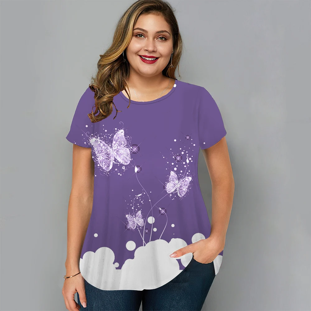 Floral T Shirt Für Frauen Übergroßen Y2k Mädchen Kleidung O Hals Mode Kurzarm Bluse Sommer Neue Streetwear Weibliche Casual tops