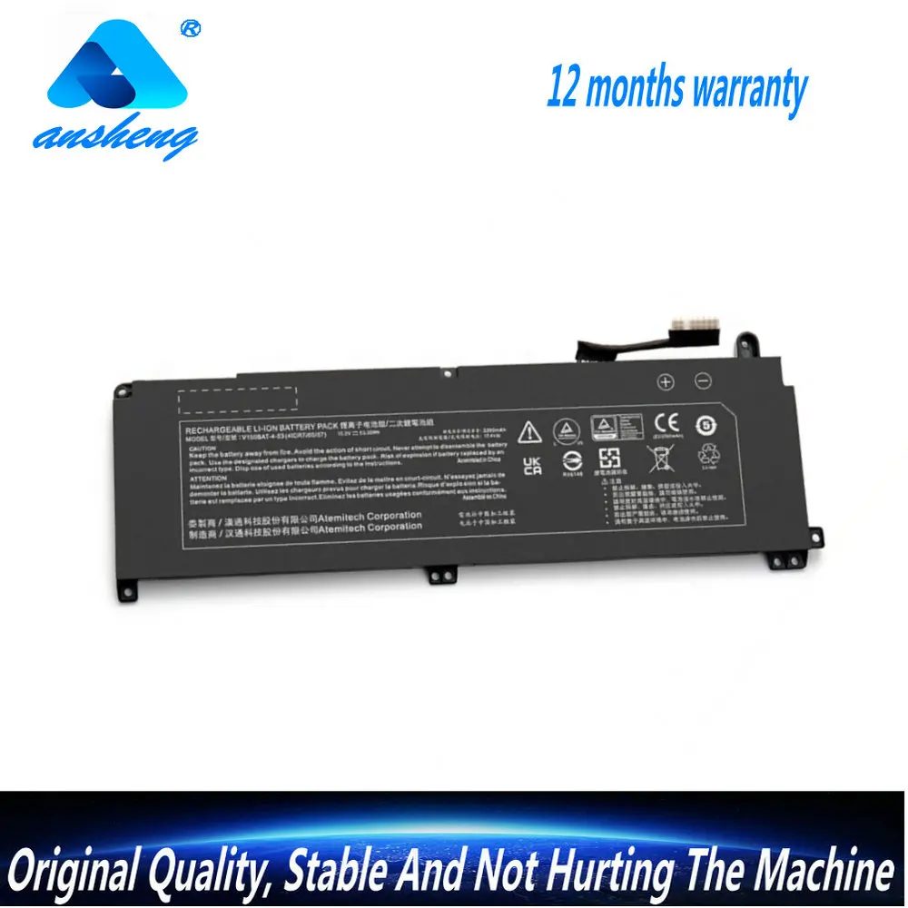 

Laptop Battery For CLEVO V150BAT-3-41 11.55V 3465mAh 41Wh V150BAT-4-53 15.4V 3510mAh 53.35Wh V150PNH V150PNJ V150PNK V155PNKQ V1