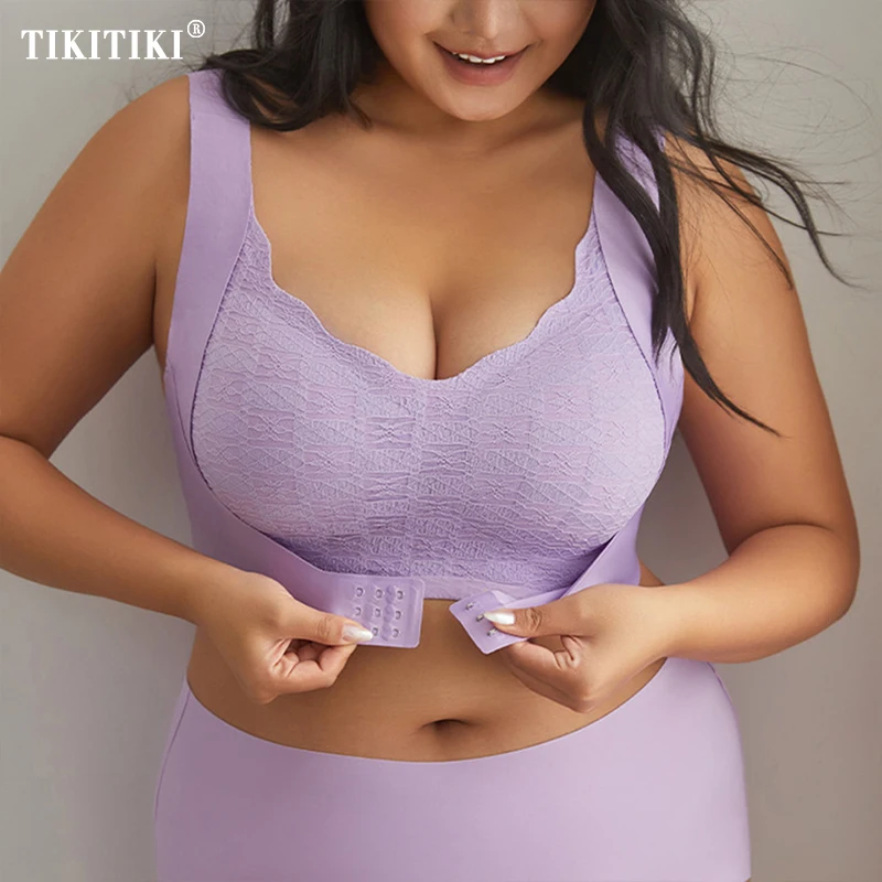 

Plus Size Bras For Big Breasted Women Daily Wear Underwear Wire Free Bralette Full Coverage Wireless Brassiere Female Lingerie