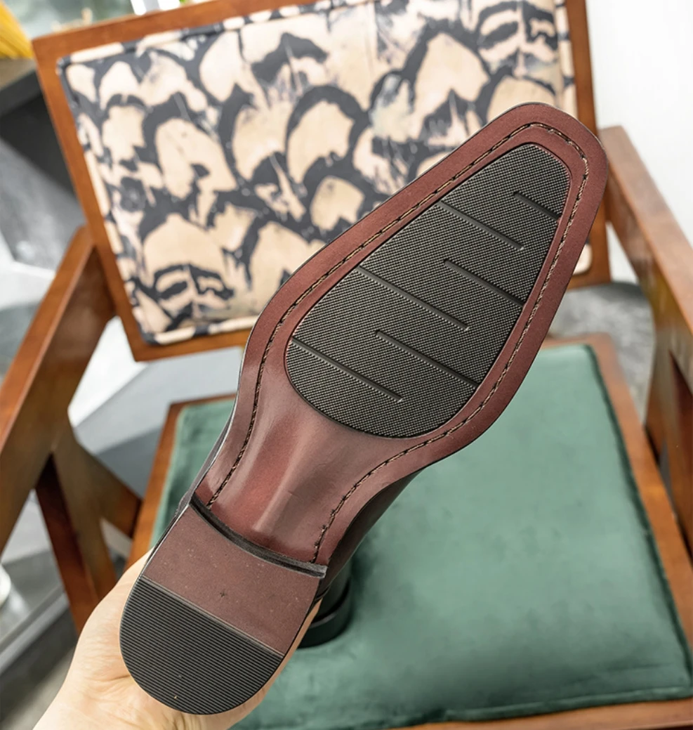 Luxury Men's Double Buckle Monk Strap Formal Shoes Genuine Leather Classic Cap Toe Business Office Wedding Dress Shoes for Men