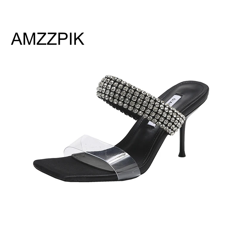 

2022 Fashion Style Open Toe Glitter Rhinestones Women Pumps Crystal Summer Lady Shoes High Heels Pumps sapatos de mujer
