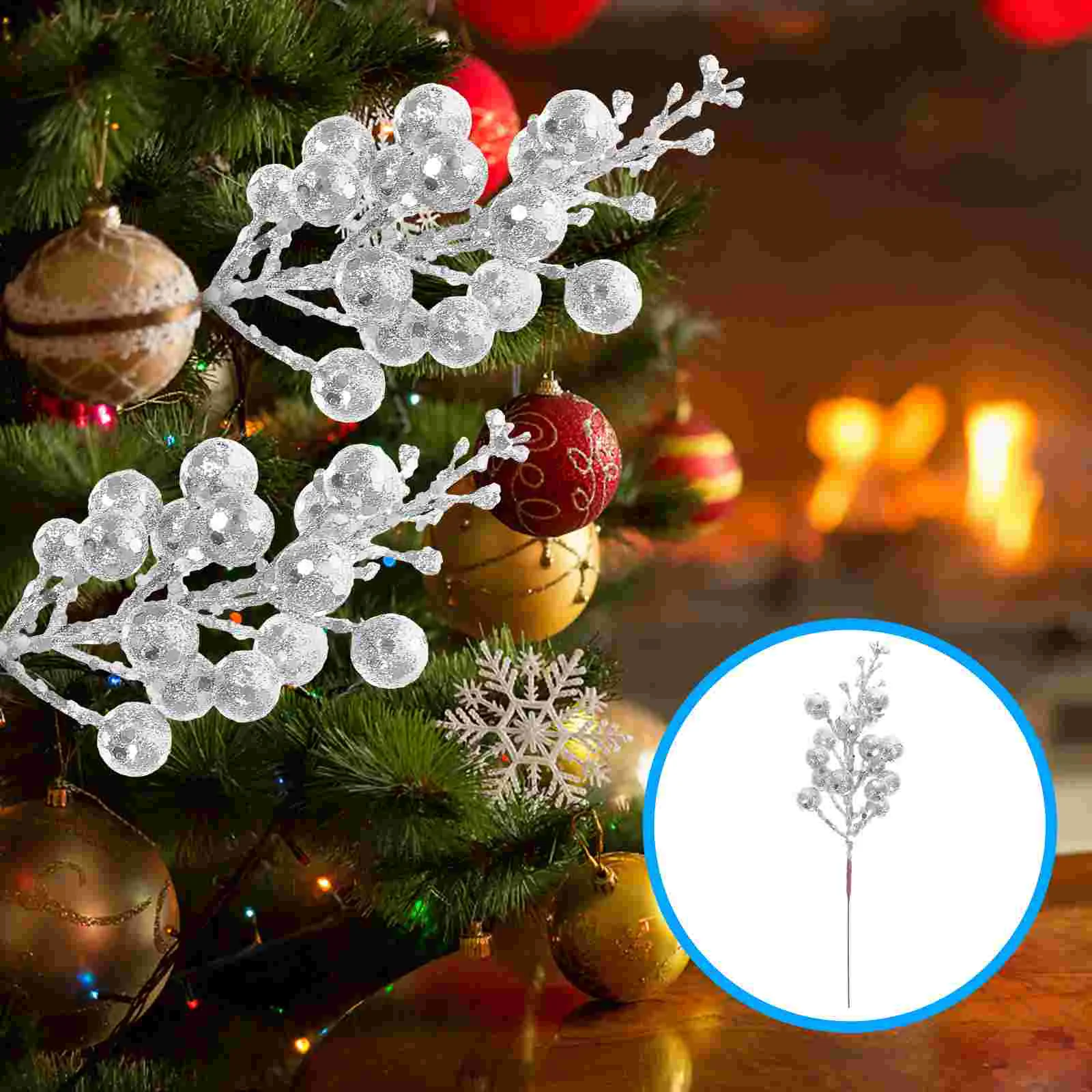 

Artificial Berries Branches Glitter Berry Stems Christmas Flower Picks Diy Wreath Gifts Christmas Tree Ornaments Home Decor