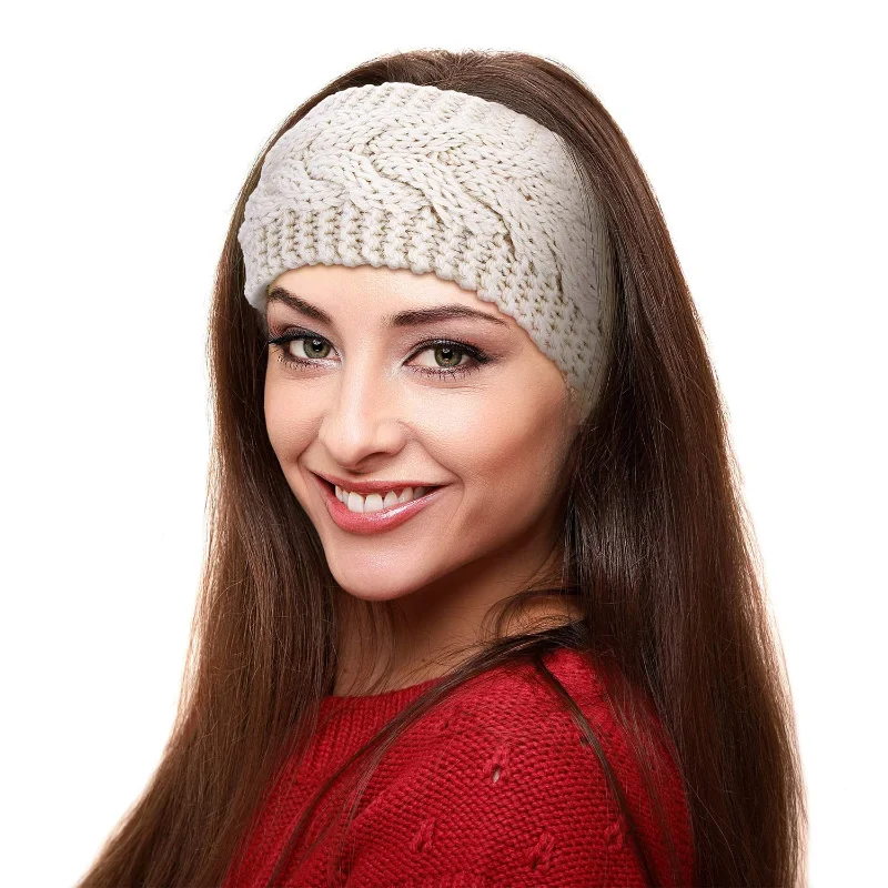 Set Da 3 Fasce Per Capelli Lavorate A Maglia Per Donna, Invernali, Calde, Con Nodo, Turbante E Cerchietto, In 3 Colori, Per Proteggere Le Orecchie Dal Freddo