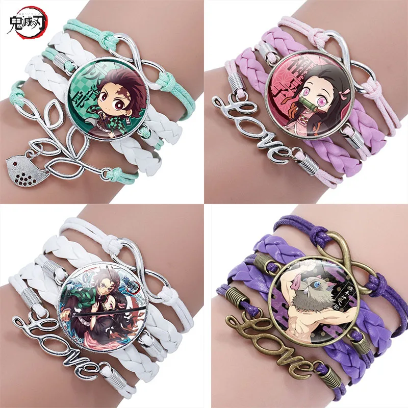 Demon Slayer Intrecciato Anime Bracciale Cosplay Prop Kamado Tanjirou Nezuko Figura Coppia Ragazzi Ragazze Bracciali Gioielli Harajuku Regalo