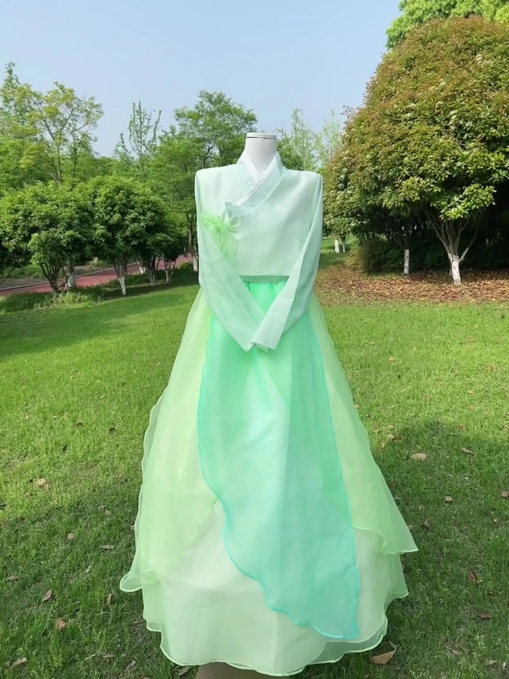 Женское традиционное корейское платье HSLOVEYYLUCKY из полиэстера и хлопка