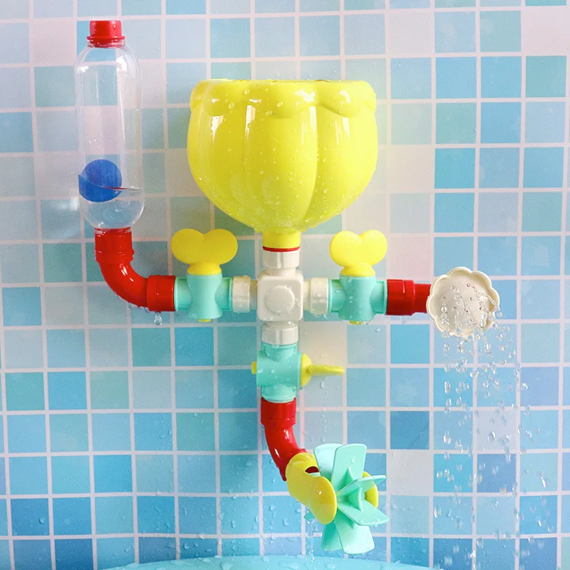 Montessori DIY Pipes Baby Bath Toys Tubes Water Spray Rotating Water Jet Game Bathtub Toy Spray Bathroom Toys Kids Gift