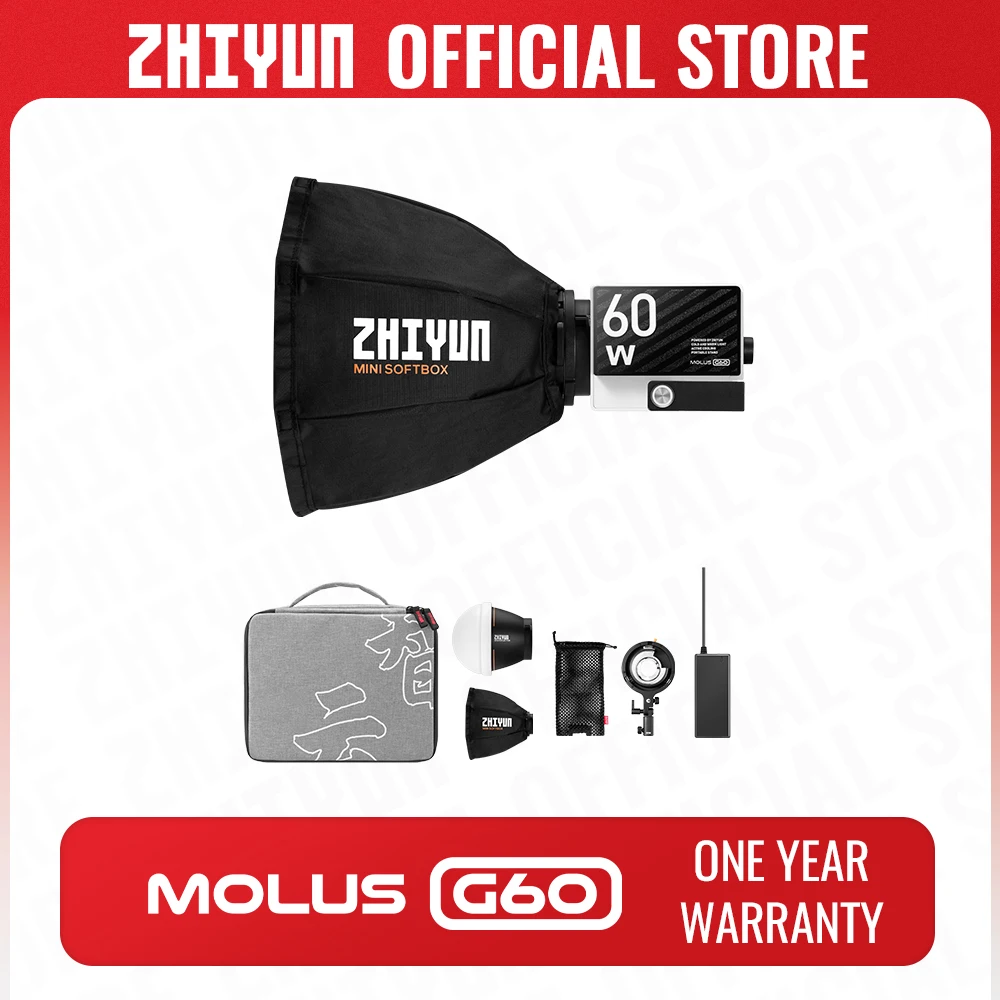 

ZHIYUN Official MOLUS G60 COB 60W Pocket LED Light Video Photography Lighting Photo Tiny Live Light DC/PD Power Supply