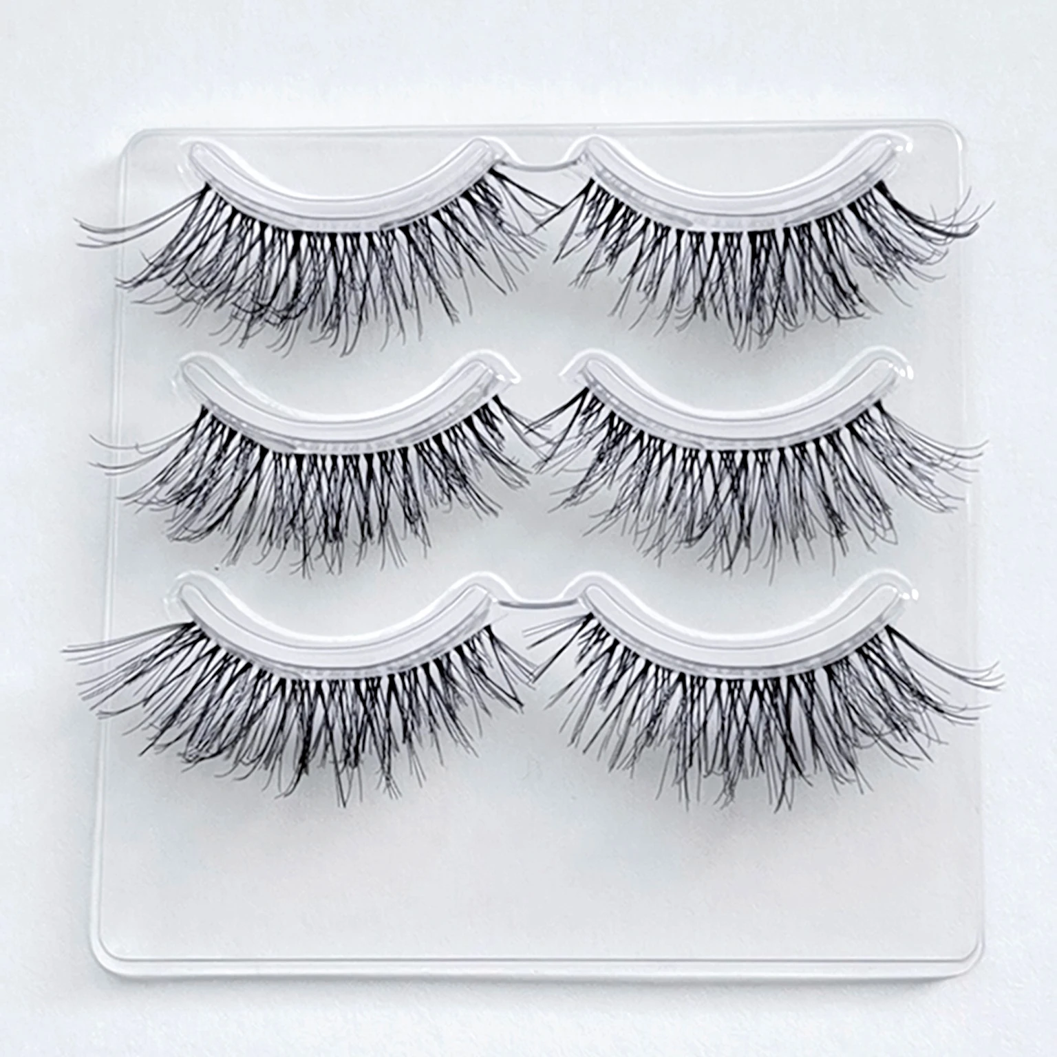 

NEW 3pairs 3D mink lashes wispy curly fluffy lashes crisscross mink eyelashes invisible band false lashes Medium volume lashes