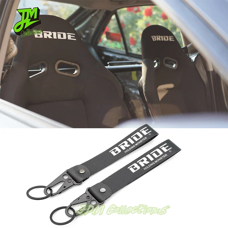 

Car Keychain Styling For Bride Spring Clip Lanyard Nylon Keyring JDM Style Racing Modified Key Chain Auto Key Holder Accessories