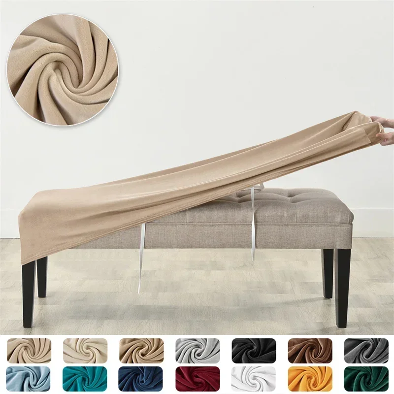 Luxurious Velvet Long Bench Cover - Stretchable and Soft Rectangle Elastic Chair Cover