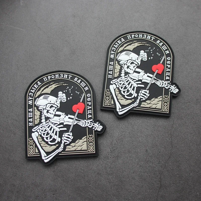 

Russian Skull Note Corps PVC Embroidery Patches Morale Badge Tactical Patch for Backpack Military Hook&Loop Armband Appliques