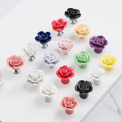 Ceramic Handle Rose Handle Ceramic Handle European Antique Pastoral Style Handmade  Drawer Handles  Cupboard Handles  Slides