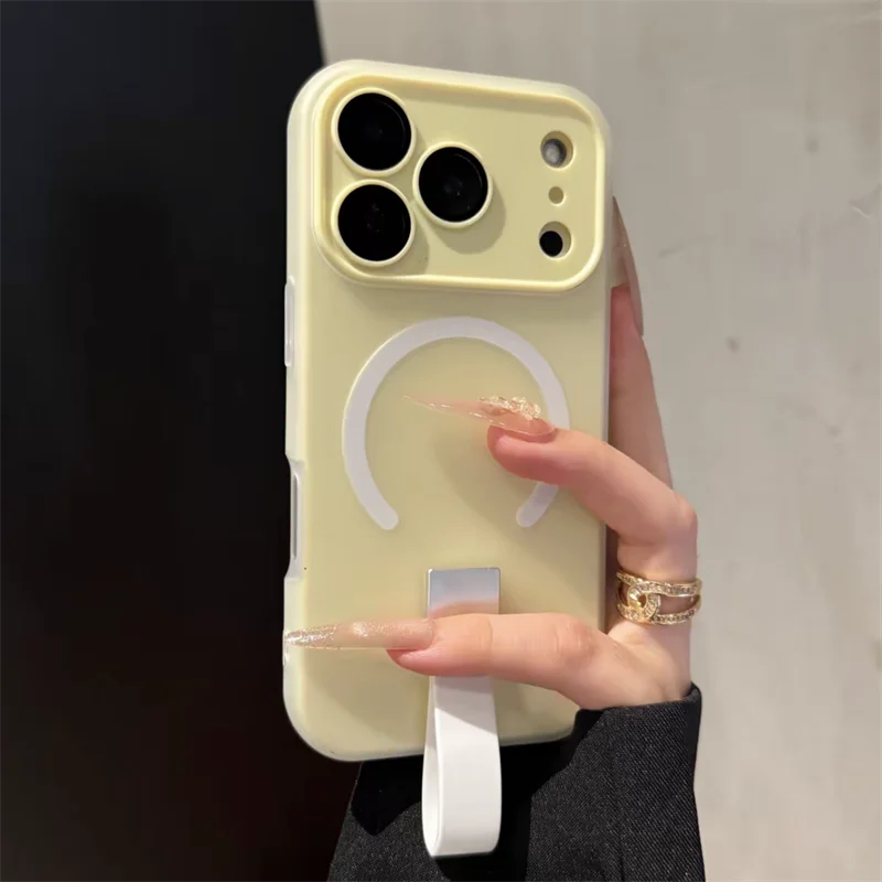 Magnetic Silicone Phone Case Grip with Finger Strap - Soft Protective Cover