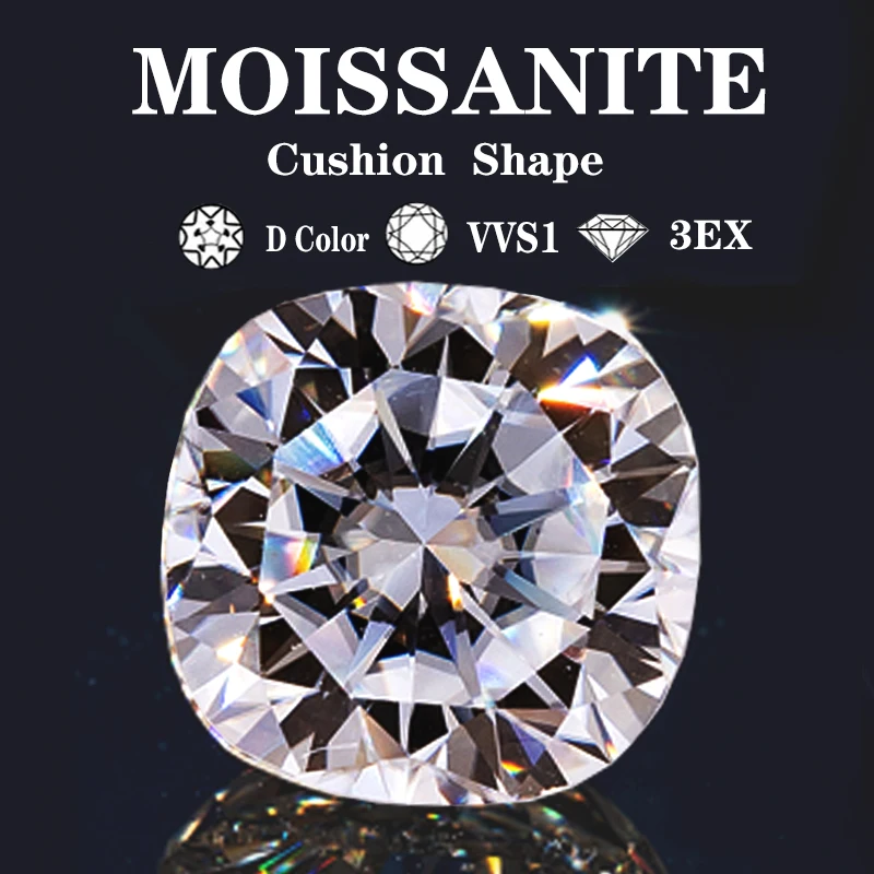 

Loose Gemstones Moissanite Stones 2mm To 10mm Cushion Cut Diamond D Color VVS1 Loose Beads For Women Ring Jewelry Material Stone