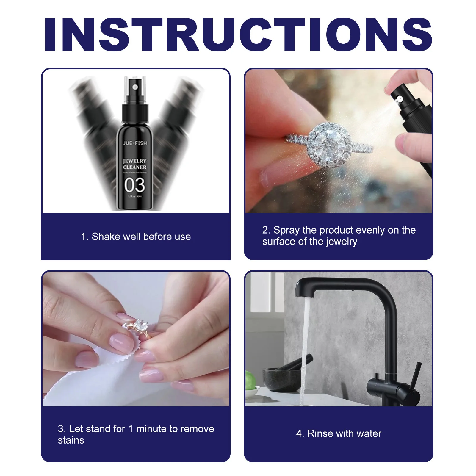 Multi-functional Jewelry Cleaner is non-irritating and Quickly Remove Sweat Stains and Residues It is Portable and Convenient