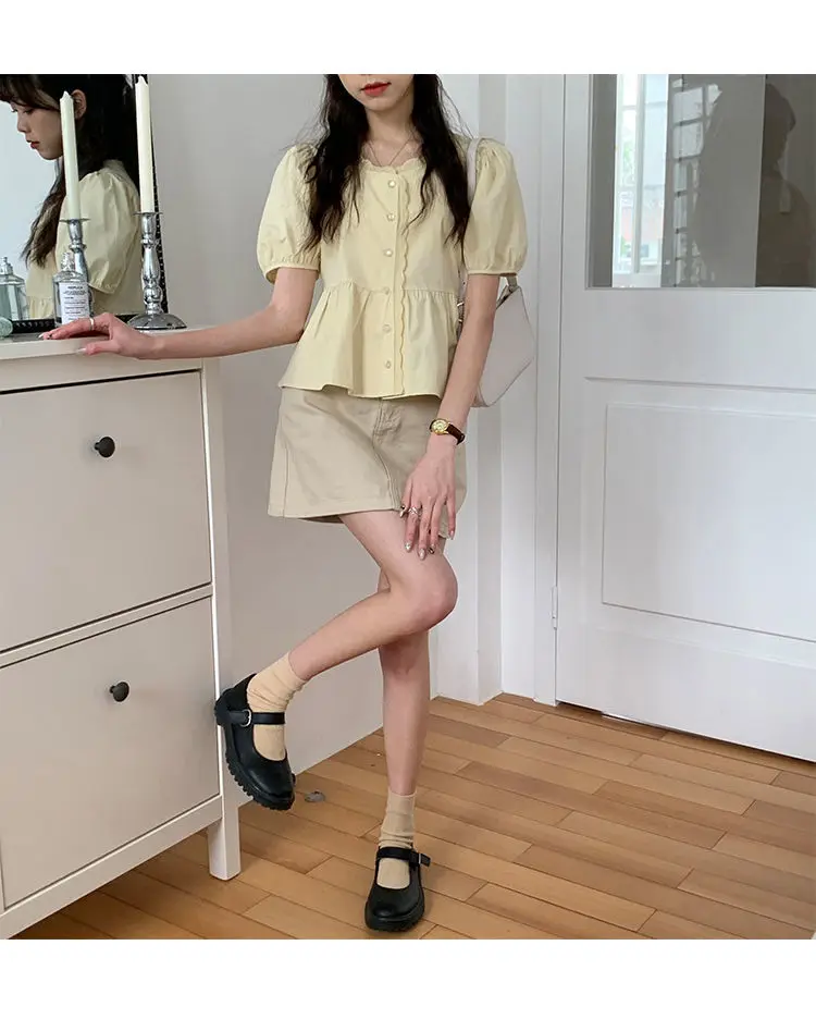 Women Elegant Sweet Preppy Summer Top design feature