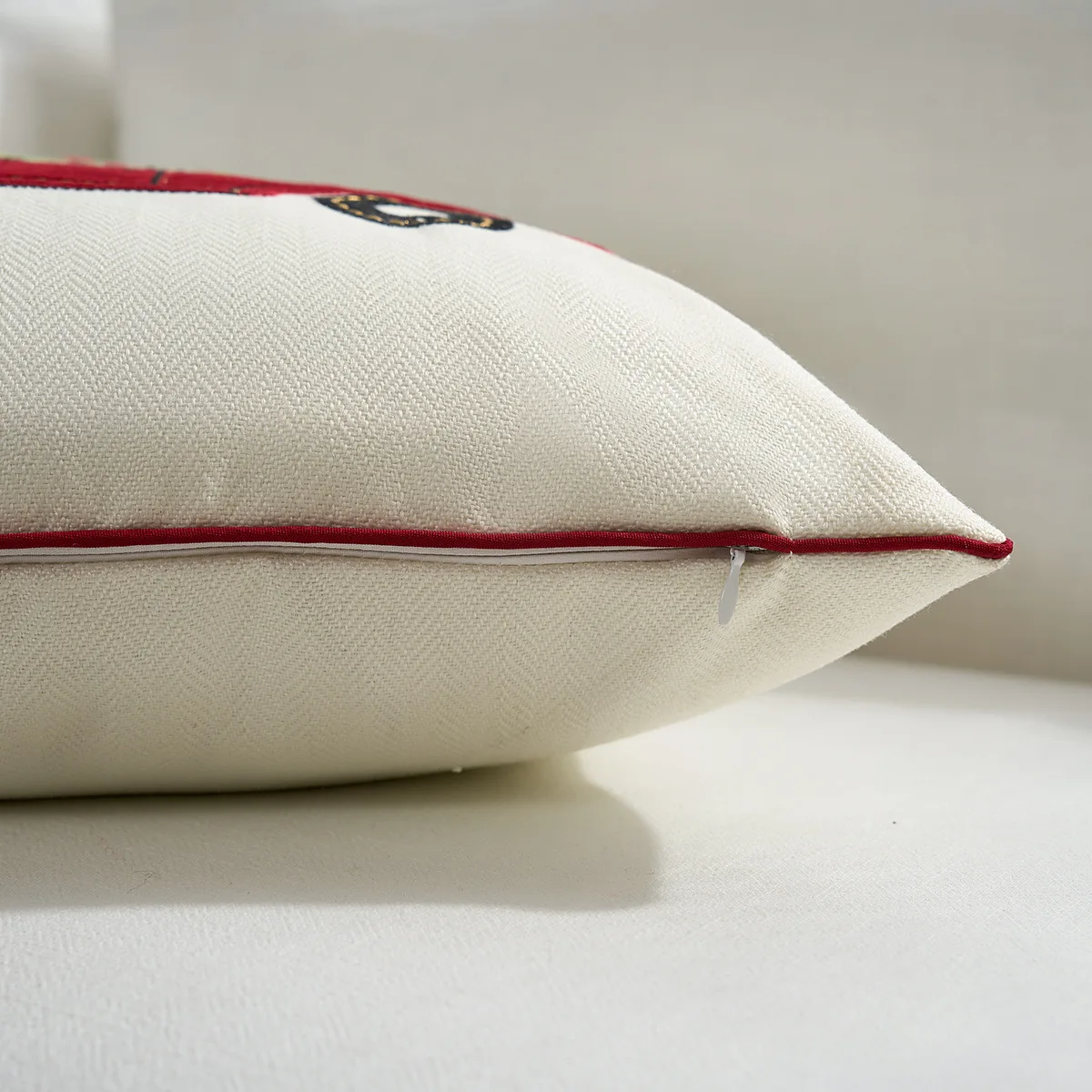 Frohe Weihnachten Brief Stickerei Kissenbezug Cojines Rot Weihnachten Überwurf Sofa Kissenbezug Kopfteil Kissenbezug 45x45cm – Detail 9