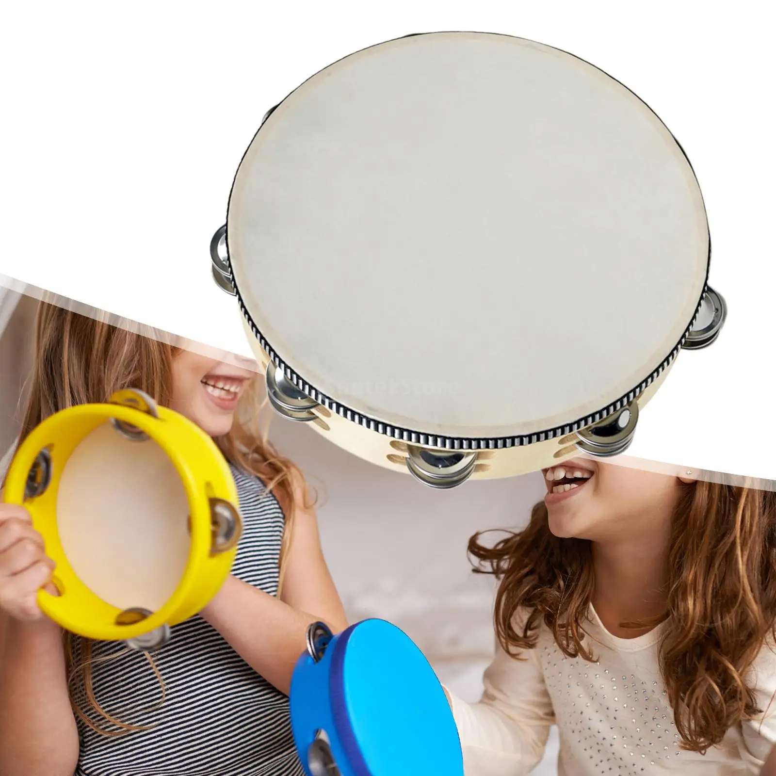 Tambourin en bois pour enfants, tambour Jingle PerSCH, jouets ?� main pour enfants, cadeaux 
