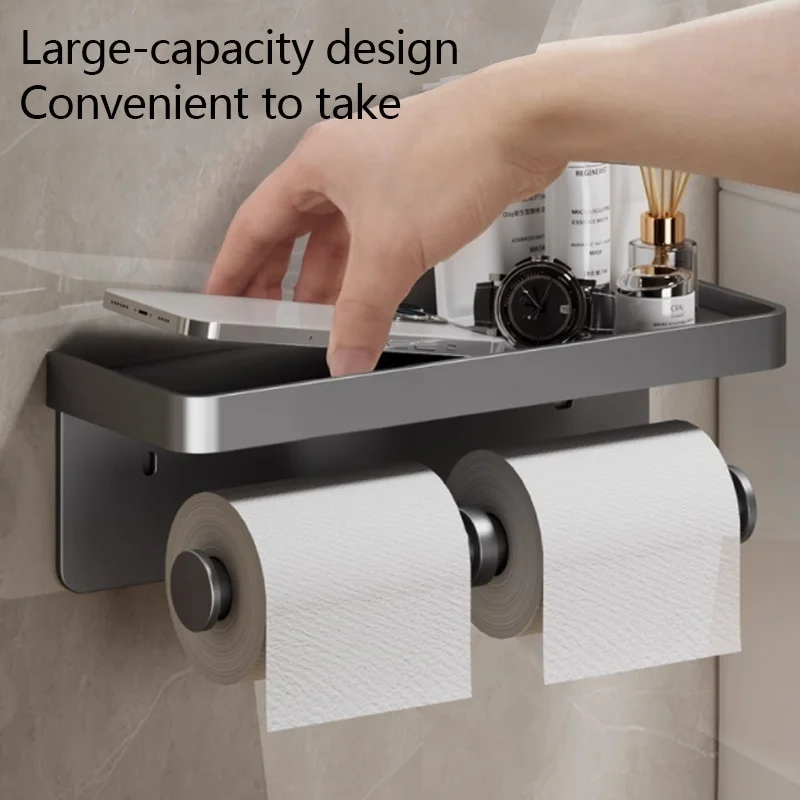 No-Drill Aluminum Toilet Paper Holder 3