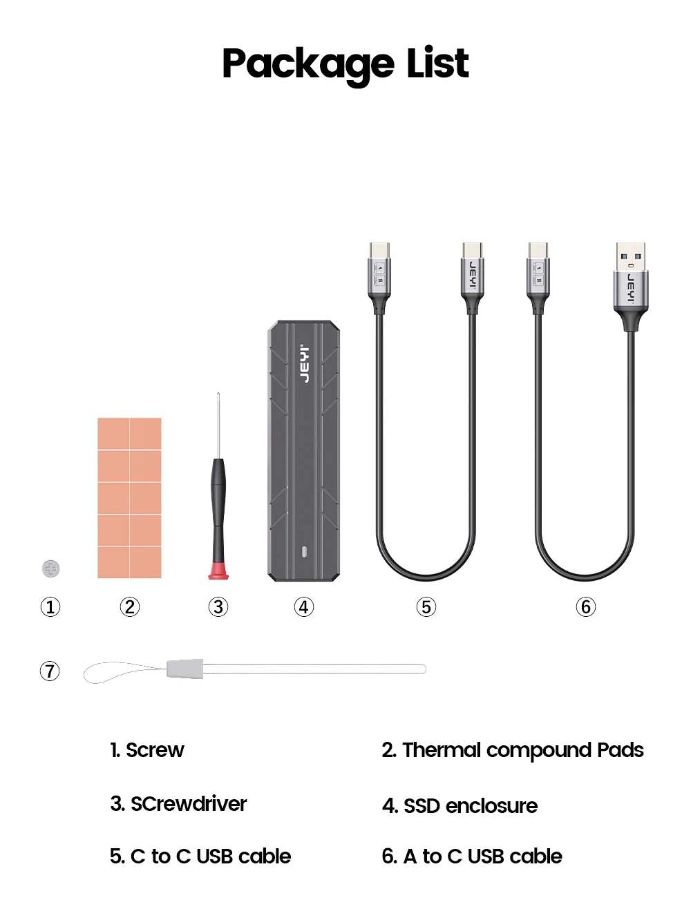 JEYI M.2 SSD-Gehäuse NVMe SATA Dual Protocols SSD-Gehäuse USB 3.2 10 Gbit/s PCIe-Adapter Externes Gehäuse unterstützt M- und B&M-Schlüssel – Detail 14