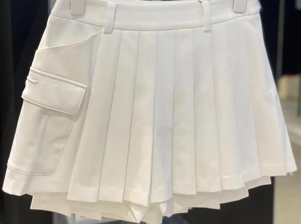 New multi reason golf skirt forwomen big pocket pleated stretch ladies golfwear sports causal skirt with short pantsinside