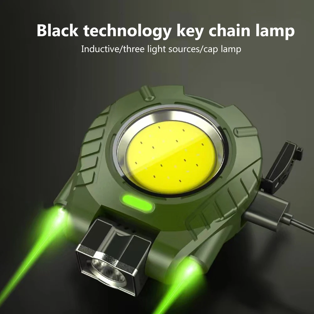 LED COB 헤드램프 작업 조명, 휴대용 미니 캠핑 헤드 라이트, 다기능 경량 플라스틱, 하이킹 낚시용 각도 조정