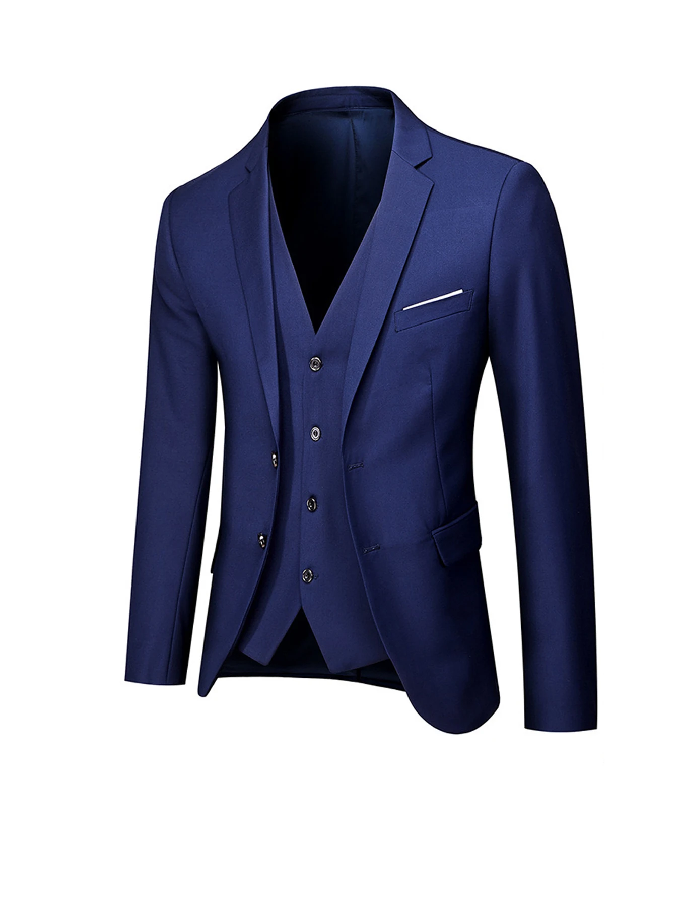 Mens Suit Four Seasons Men's Suit Three-piece Set Fashionable and Casual Formal Occasion Wedding Single-breasted Two-button Vest Trousers