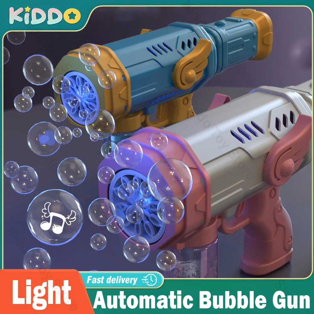 Automatic Electric Bubble Gun 10 Holes Bubble Machine blowering Maker Soap Water with LED Toy for Children Wedding Party