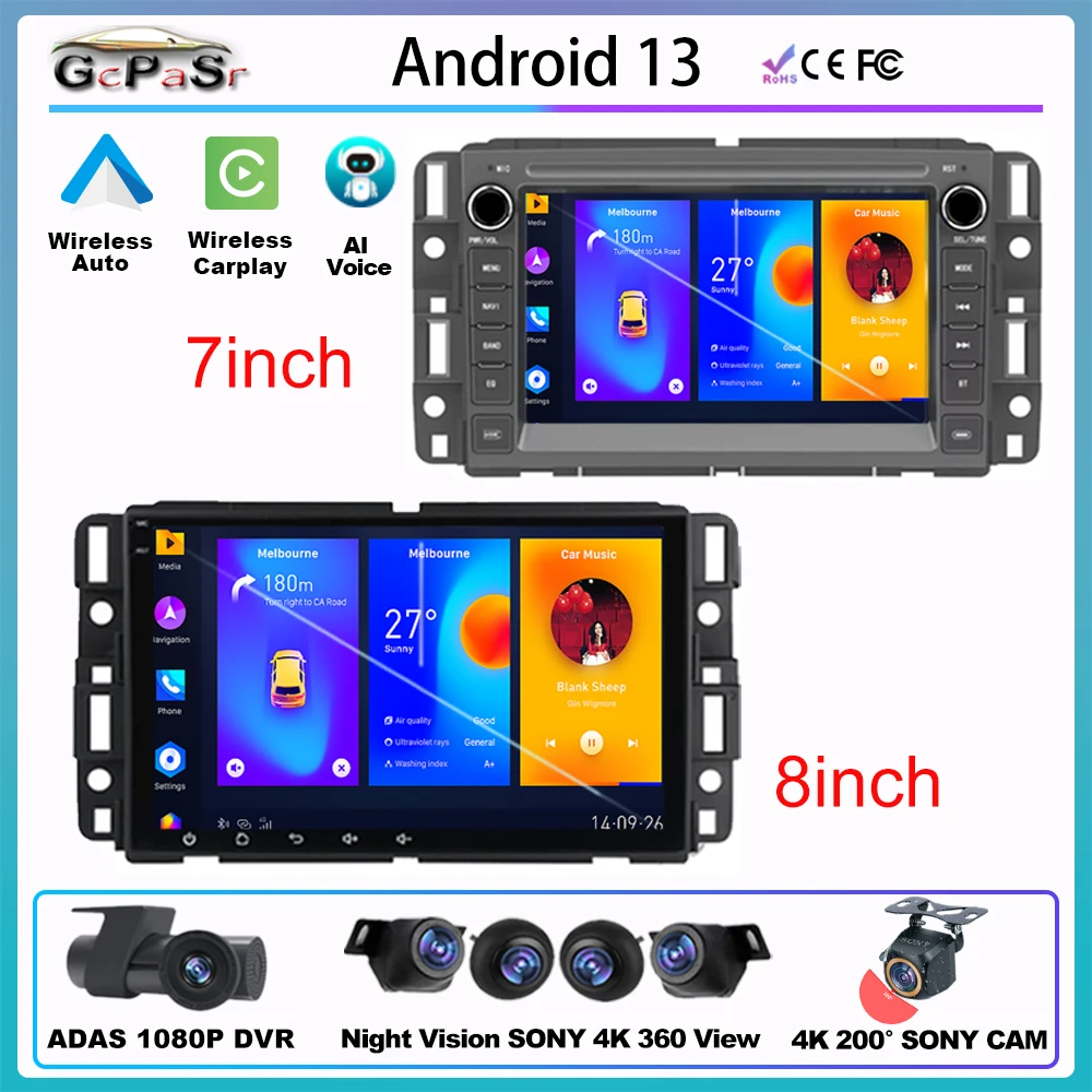

CARPLAY Radio Android Auto For Chevrolet Silverado Impala GMC Yukon Acadia Sierra Multimedia Receiver No 2 din Screen Head Unit