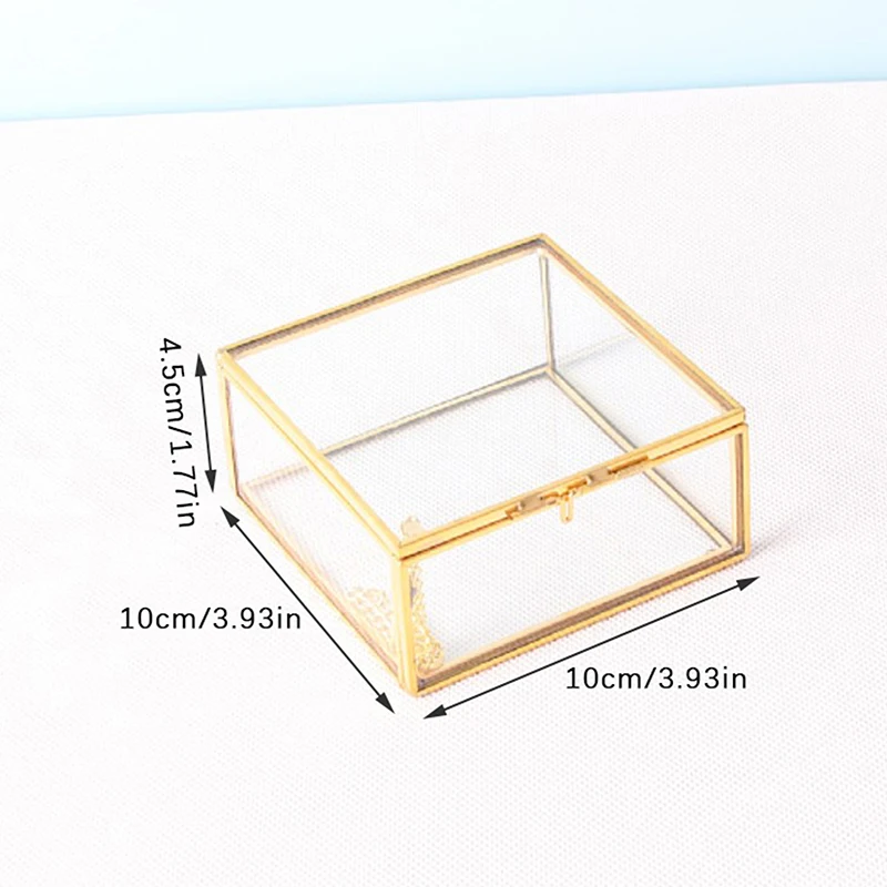 Šestiúhelník průhledná sklo šperků skříňka svatební prsten skříňka geometrické průhledný sklo šperků organizátor držák tabletop nádobu