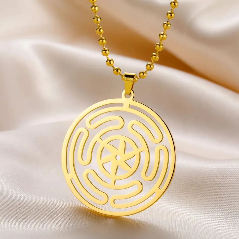 Dawapara Wheel of Hecate Halskette Dreifachmondgöttin Halskette Antiker Segen Supernatural Talisman Edelstahlschmuck