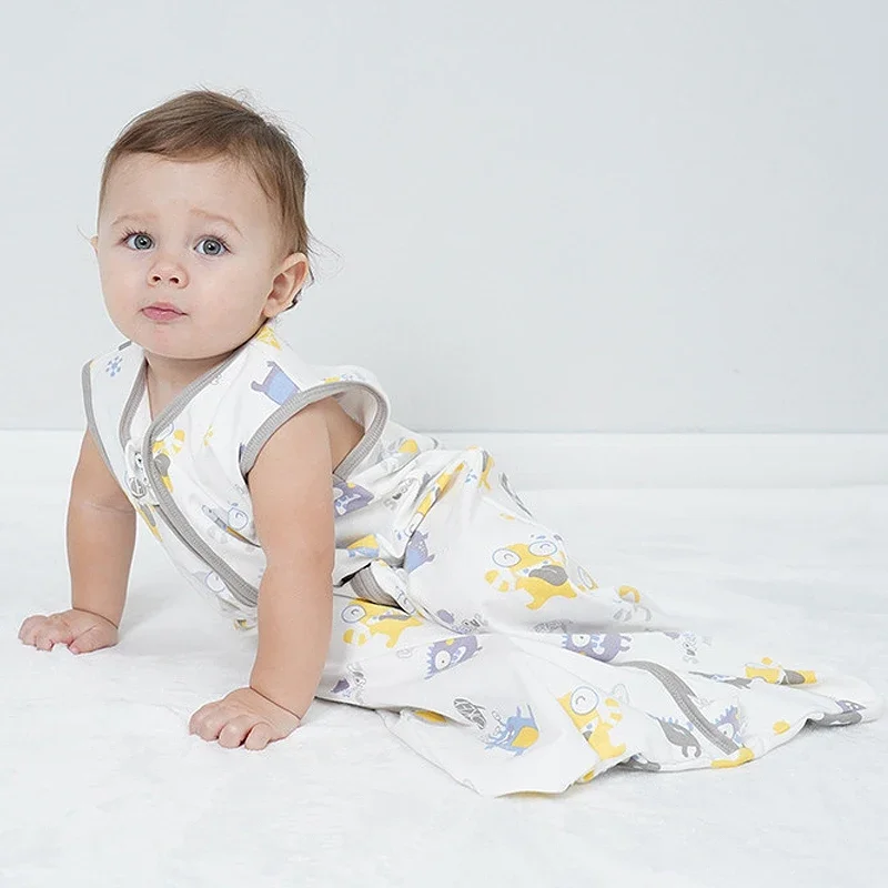 Baby Summer Sleeping Bag Newborn Sleepsacks with Zipper Boys Girls Sleeveless Slaapzak Anti-kick Quilt Saco De Dormir Para Bebe