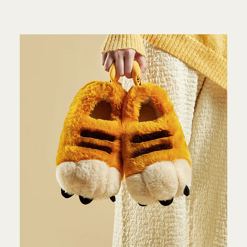 Children's Cotton Home Shoes Boys' Girls' Cartoon Cute Tiger Claw Warm Cover Heel Plush Thickened Slippers Winter Plush Shoes мир матрасов 200 090 30 cotton cover