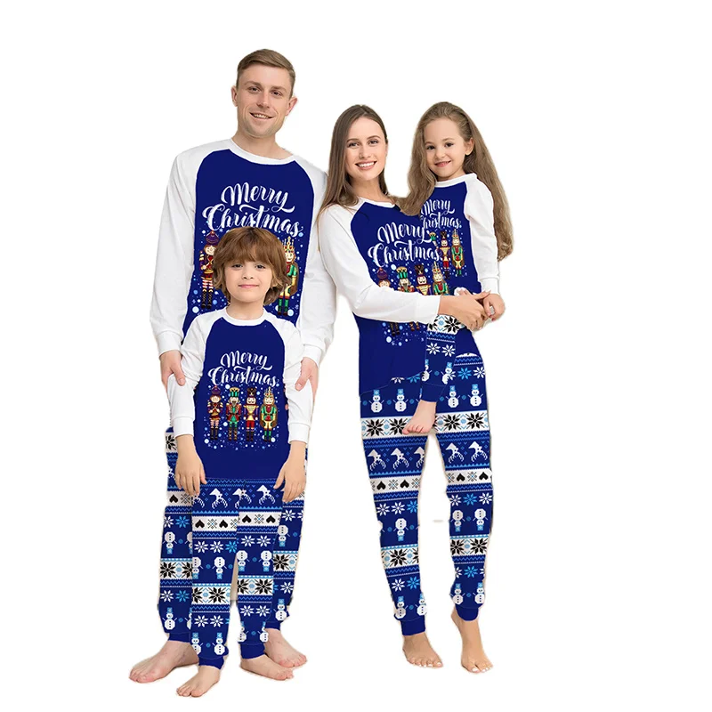 thumbnail image 1 of Conjunto de pijama navideño a juego para toda la familia, estampado de cascanueces, blusa con mangas raglán, pantalones con cintura elástica, ropa de dormir familiar para Navidad para otoño e invierno, 1 of 4