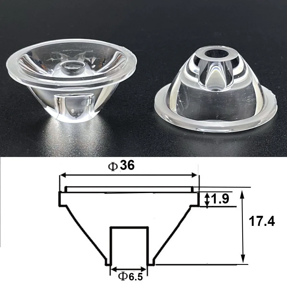 Concave PMMA Lens for LED Lighting and Flashlight Applications