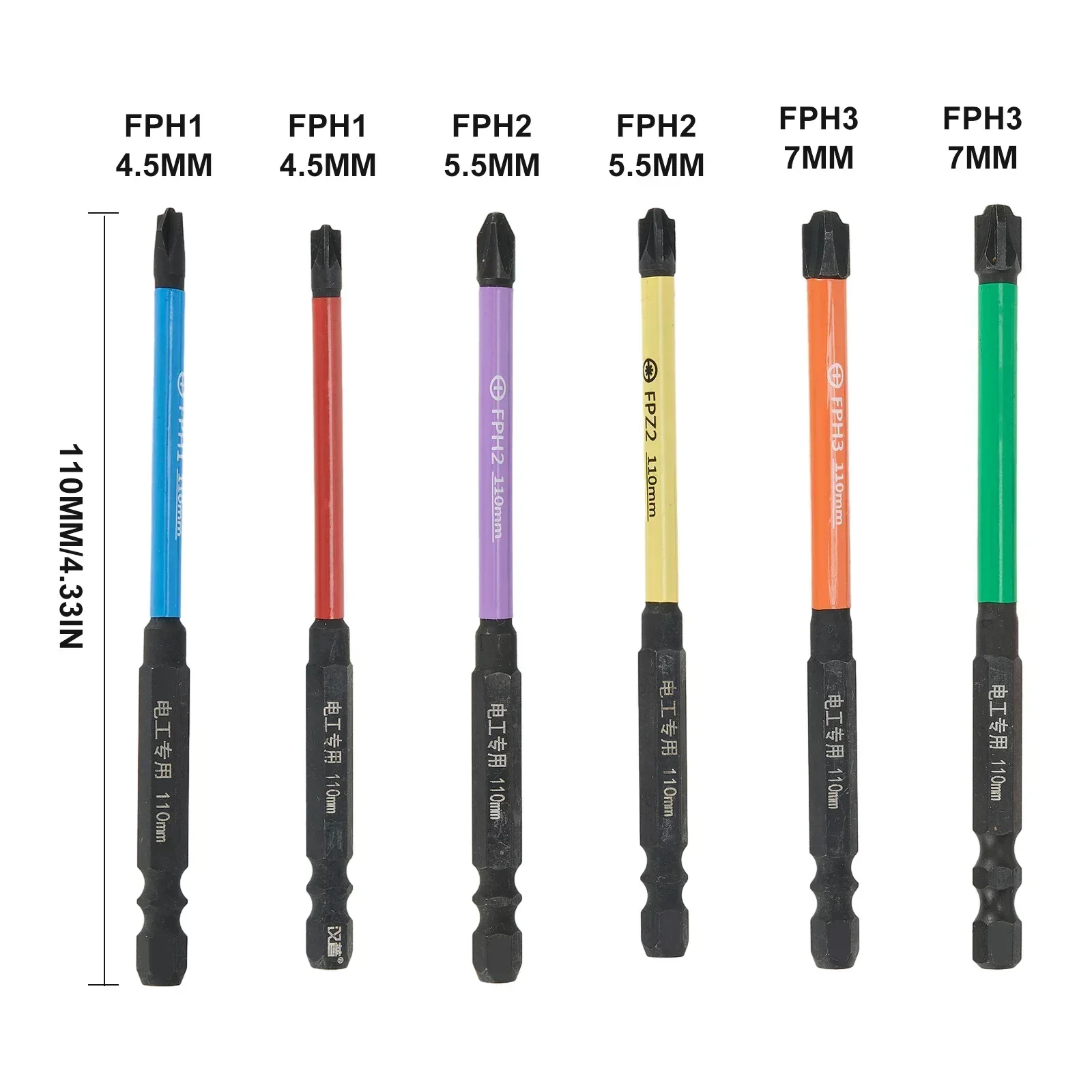 65/100mm 자기 특수 슬롯 형 십자 드라이버 비트 FPH1 FPZ1 FPH2 FPZ2 FPH3 FPZ3 회로 차단기 용 전기 드라이버