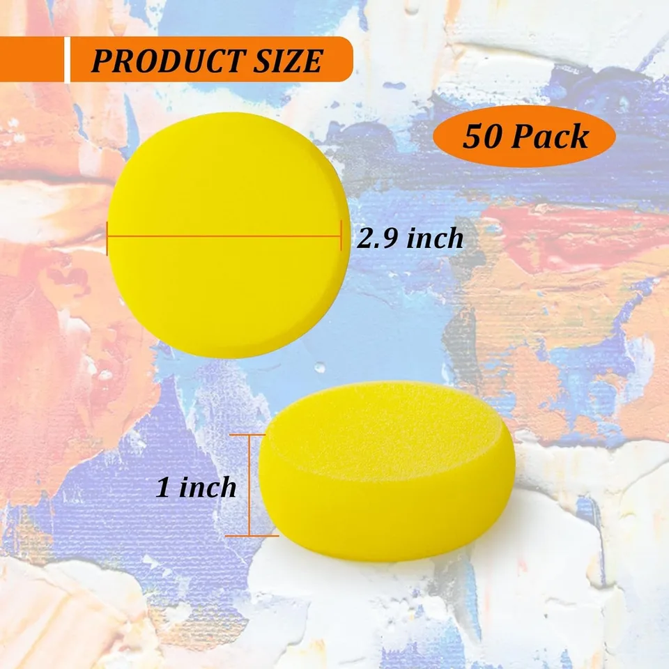 Set 12 Spugne Per Pittura - 3 Pollici, Gialle, Per Ceramica, Face Painting, Artigianato - Foto 4