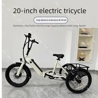 Tricycle de vélo électrique pliable à 3 roues pour adultes hors route avec panier de chargement vélo électrique à gros pneus de 20 pouces pour hommes pliant 4