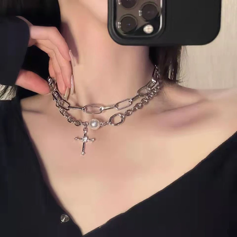 Collana A Strati Con Perle Dorate - Gioiello Donna Punk E Chic Fashband
