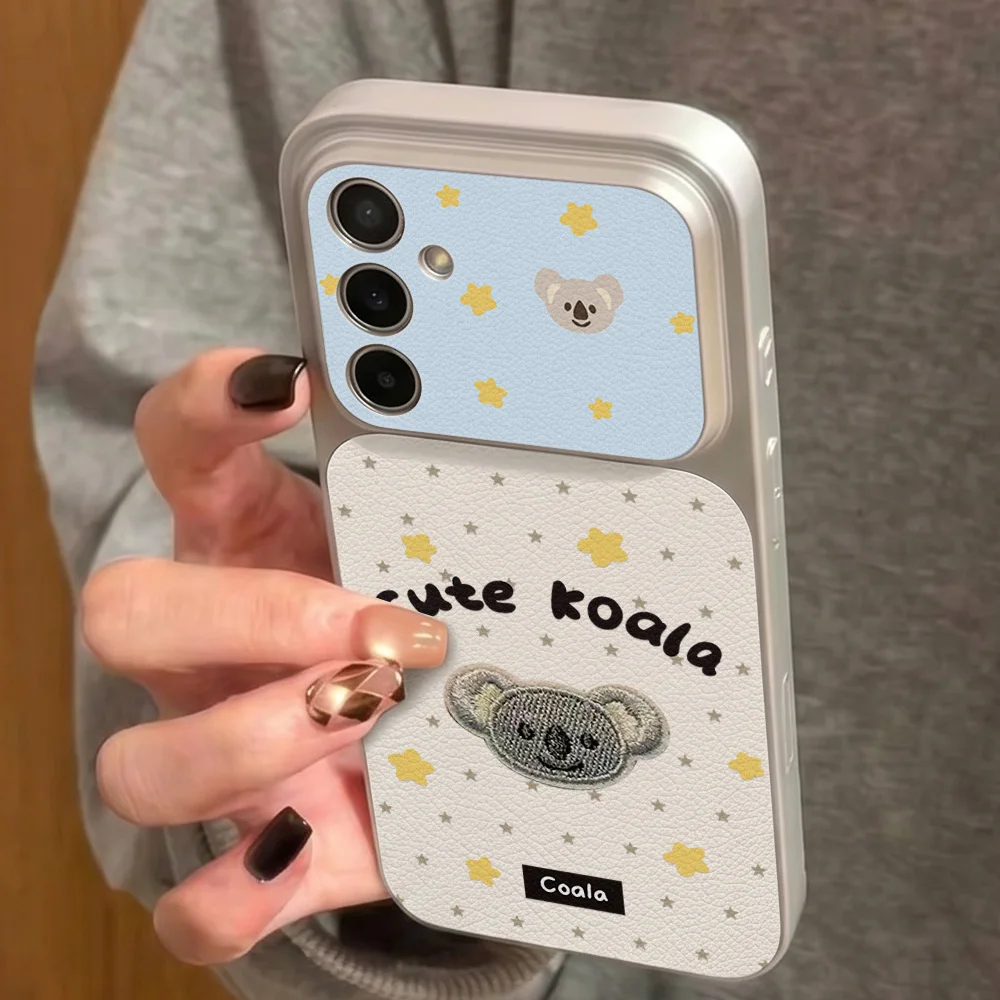 Kawaii Star Koala Phone Case in Blue and White with Built-in Bracket