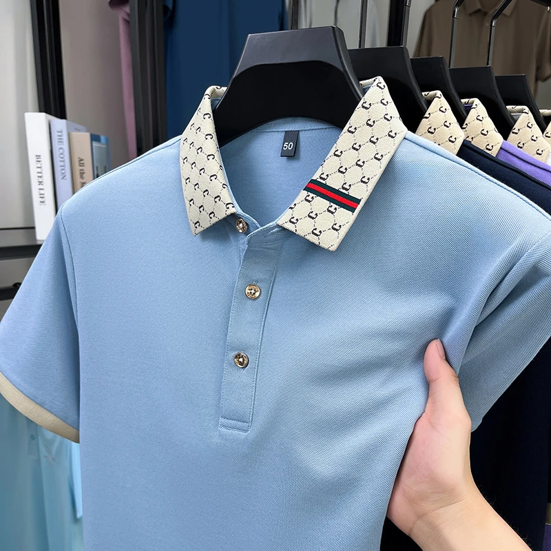 أزياء العلامة التجارية، قميص بولو رجالي راقي بأكما...