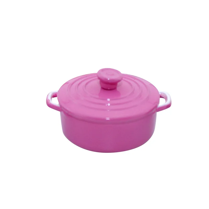 Miniature Colorful Dollhouse Soup Pot - 1:12 Scale Metal Cookware Accessory