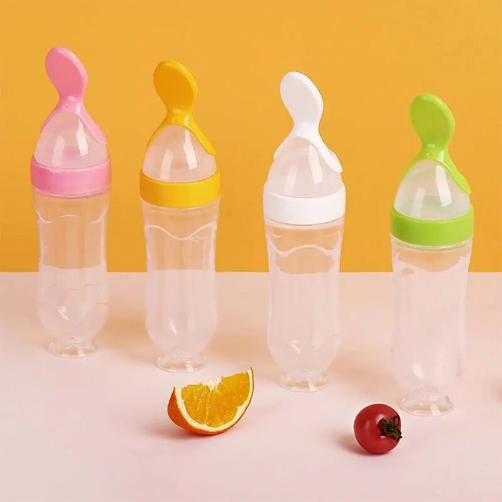 Squeezing Feeding Bottle Silicone Baby Tableware Spoon Training Rice Cereal Food Supplement Feeder Newborn Safe Milk Bottle water bottle milk bottle feeding bottle baby feeding utensils