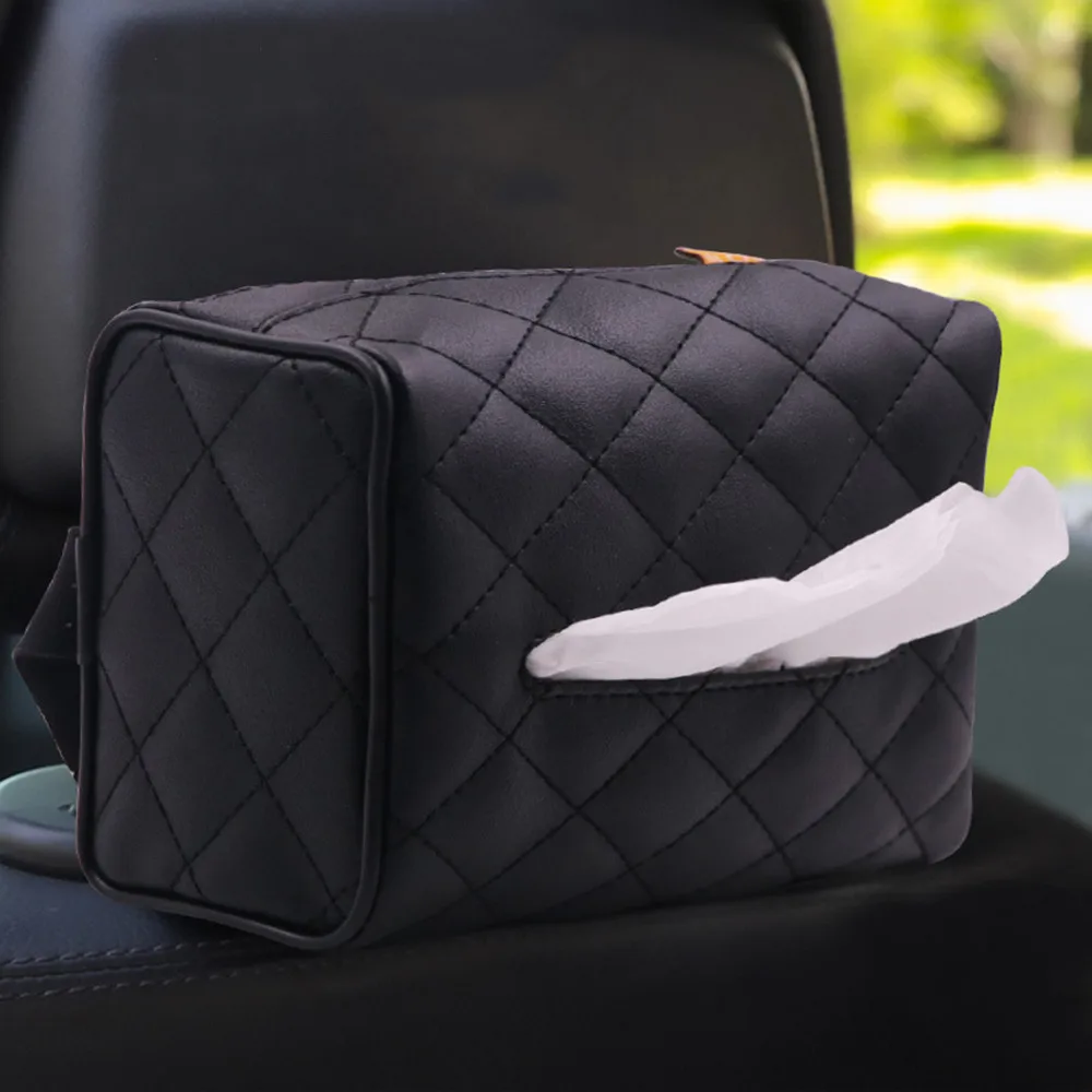 

Car Tissue Box Leather Toilet Paper Holder Seat Back Tissue Box Case Napkin Container Organizer Holder Auto Interior Storage