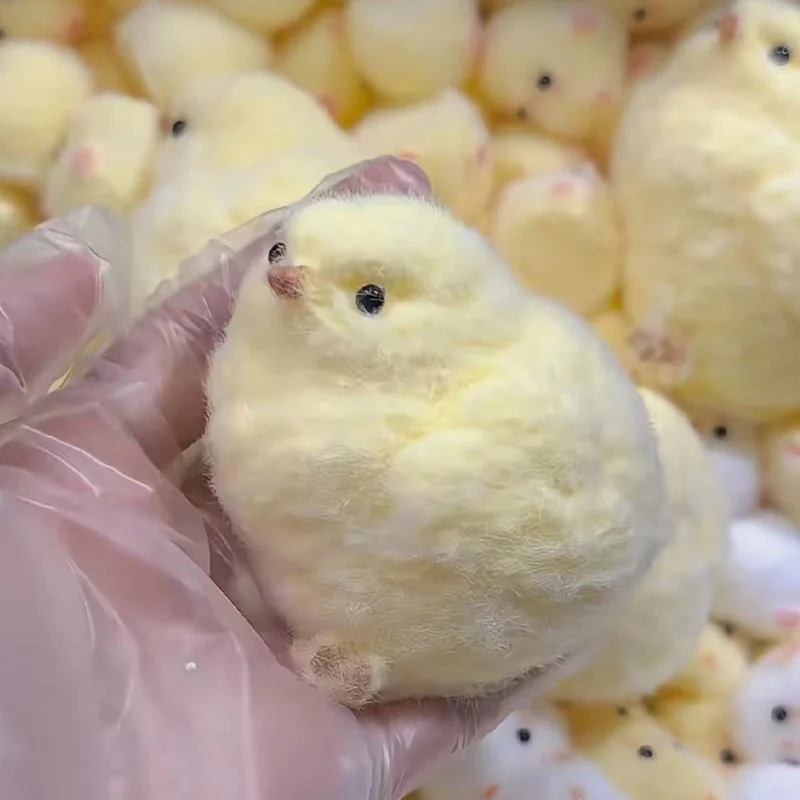 2024 Color Kawaii Handmade Silicone Soft Flocked Yellow Imitation TPR Soft Chicken Adult Children Cute Gift Toys squishy Chicken 4