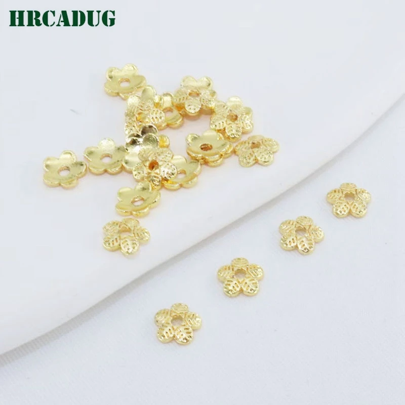 

6mm 18K Gold-Plated Bead Base Caps Women's Bracelet Necklace Making Supplies For DIY Handmade Jewelry Accessories Wholesale Lots