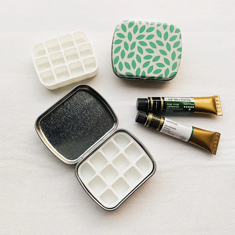 Portable12-grid Watercolor Box Empty Paint Palette Travel Painting Sketch Moisturizing Box Aquarela Paint Art Supplies