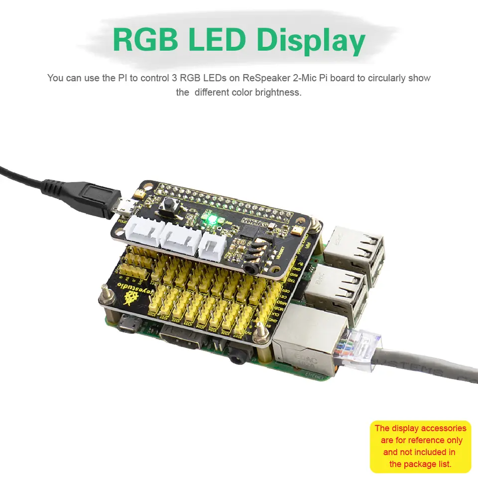 2PCSKeyestudio 5V ReSpeaker 2-Mic Pi HAT V1.0 Expansion Board For Raspberry Pi 4B/3B+/3B CE Certification image 3