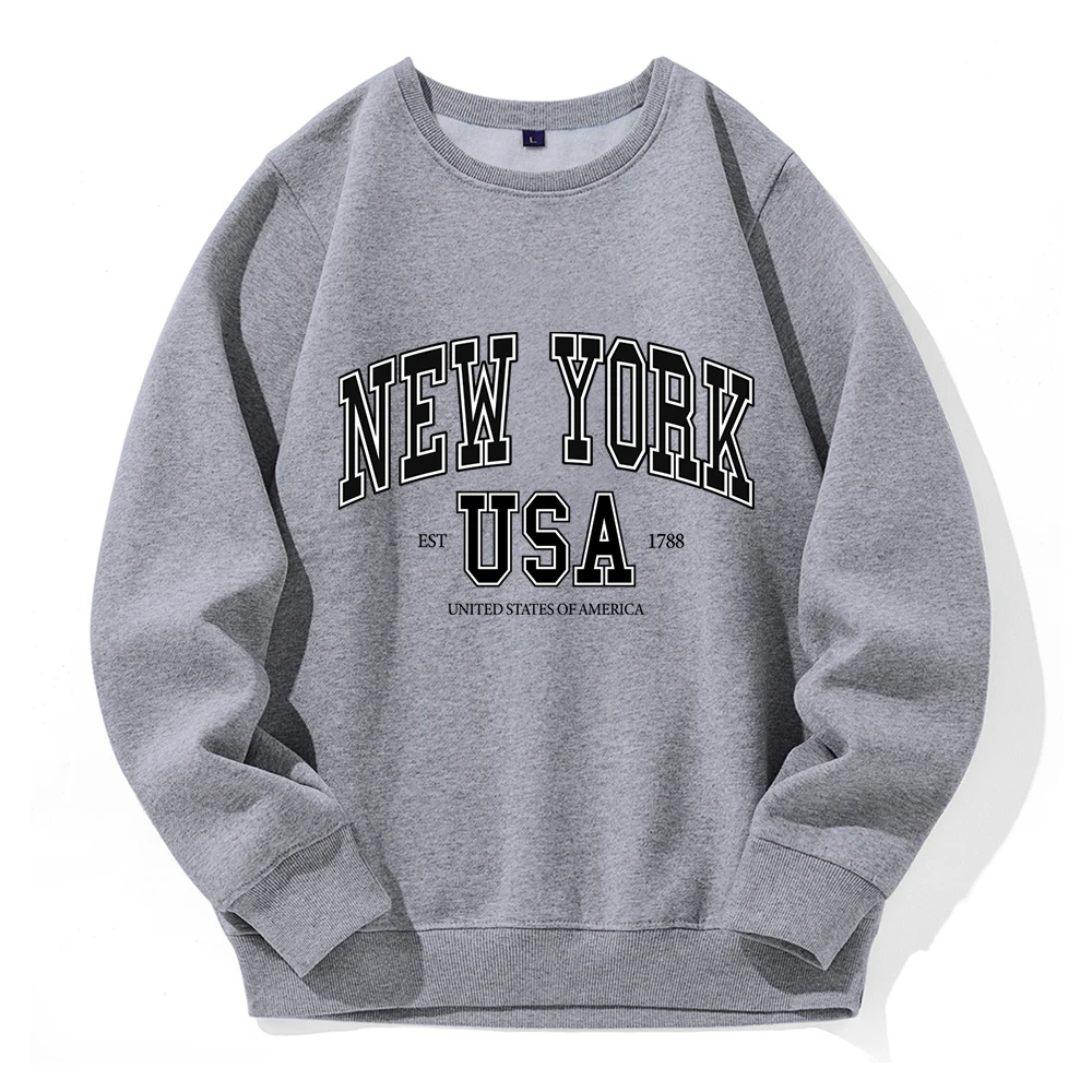 

New York Usa Est 1788 Street City Letter Hoodies Men Fashion Novelty Hoodie Classic Trend Pullovers Loose Oversized Sweatshirt